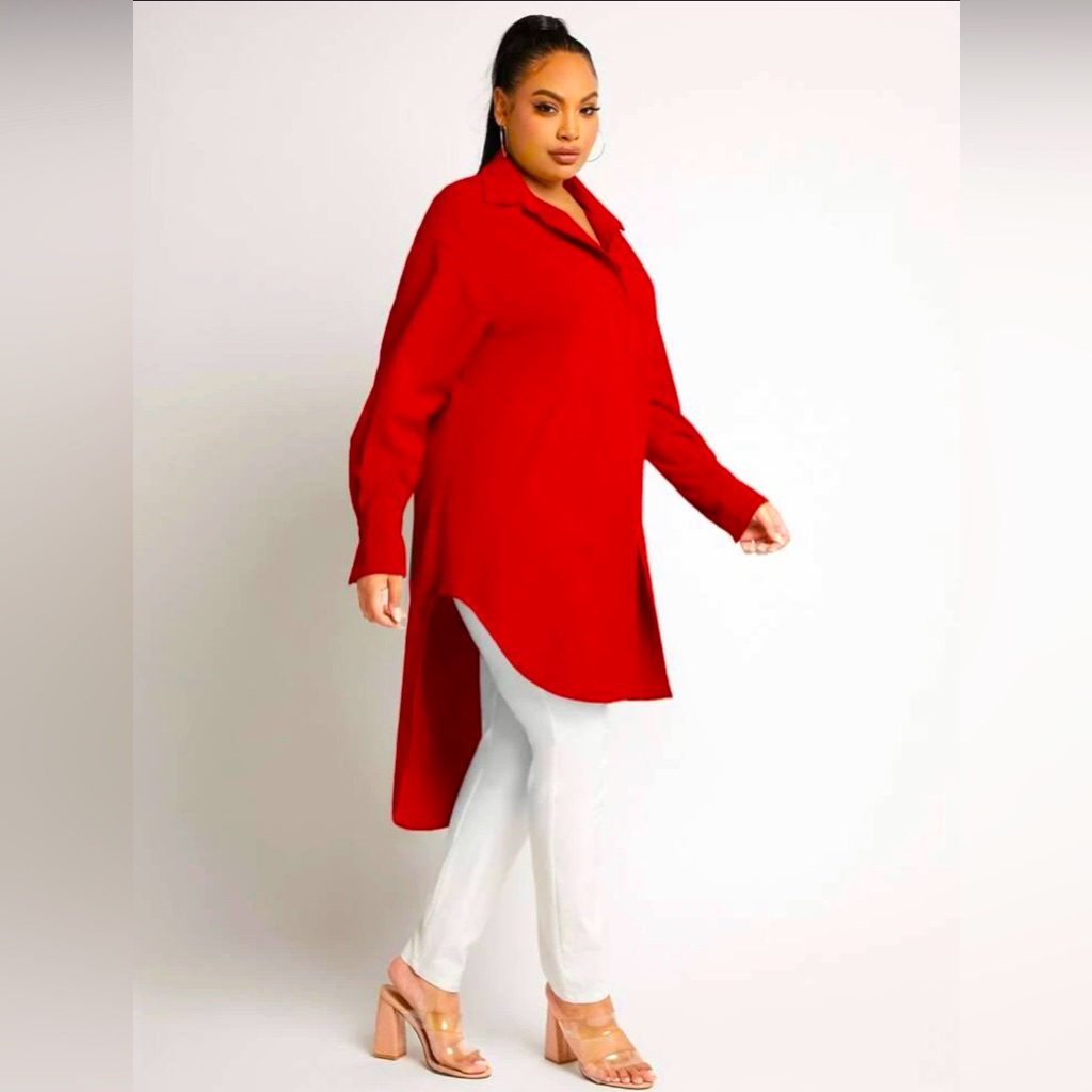 Plus Solid High Low Shirt